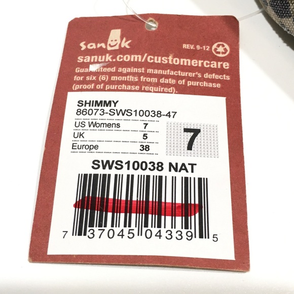 SANUK VEGAN SHIMMY FLIP-FLOP SANDALS -NATURAL MULTICOLOR -WOMEN US 7 -NEW - Picture 7 of 7